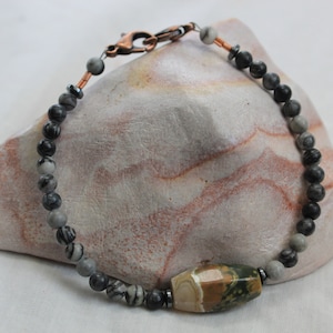RAINFOREST JASPER BRACELET 7.75 Inches Spider Web Jasper Bracelet Unisex Bracelet All Stone Nice Focal Stone Bracelet Calming Stone Bracelet
