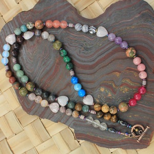 ROSE QUARTZ NECKLACE Unakite Necklace 31 Inches Necklace Stone Necklace Calming Necklace Stone Necklace Heart Necklace Beaded Necklace