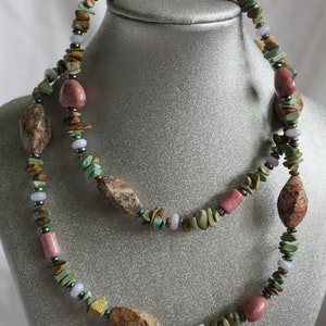 TURQUOISE NECKLACE BLUE Lace Agate Necklace Rhodonite Necklace Leopard Skin Jasper Necklace Pretty Necklace Heart Necklace Chip Necklace