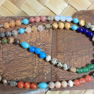 CALMING Necklace Long Necklace Turquoise Howlite Necklace Multi-Stone Beaded Necklace Boho Mixed Stone Necklace 29 Inches Necklace Rockinon