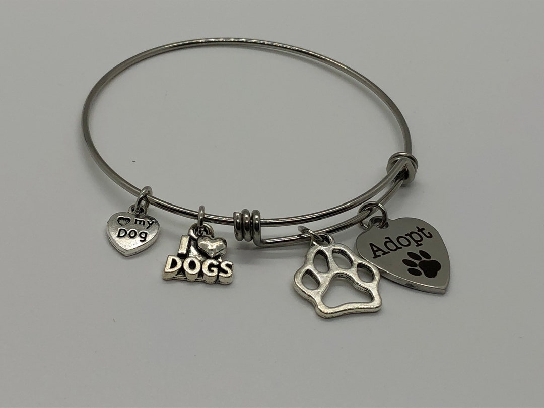 Adopt Dog Charm Bracelet Gift for Her Gift for Mom Gift for Dog Lover Etsy