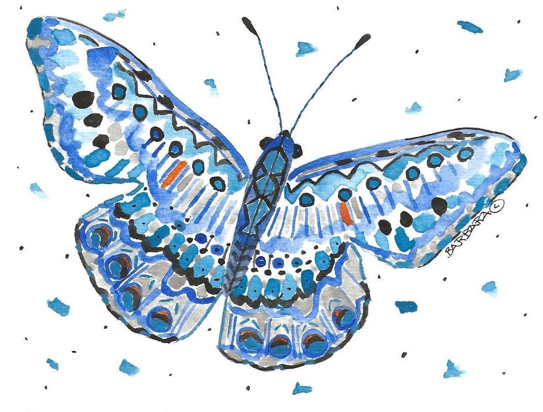 Blue Butterfly Note Cards, Watercolor Butterfly, Handmade, Blank Inside ...