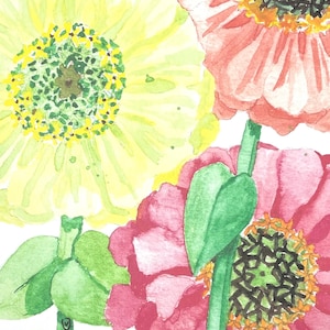 Zinnia, Gift, Zinnia Note Cards, Watercolor Note Cards, Handmade Floral Note Cards - No. 1702  Zinnia Zen