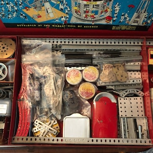 Erector set by Gilbert 1950’s. Complete with parts for Ferris Wheel , Carousel and much more. Pictures tell the story.