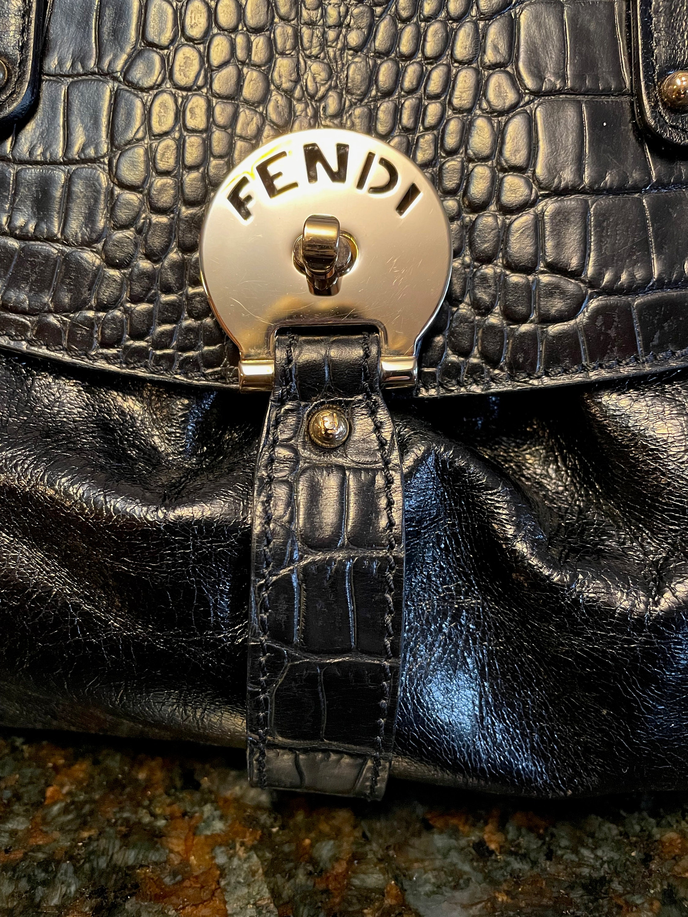 Vintage Fendi Black Leather Magic Bag 