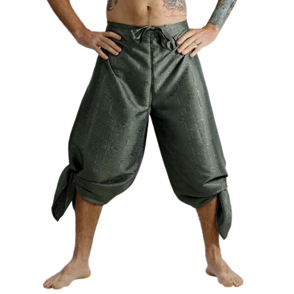 SILK WRAP PANTS Dark Green - Pirate Pants, Buccaneer, Gypsy, Aladdin Pants, Renaissance Festival, Wrap-Around Pants, Harem Pants, Larp