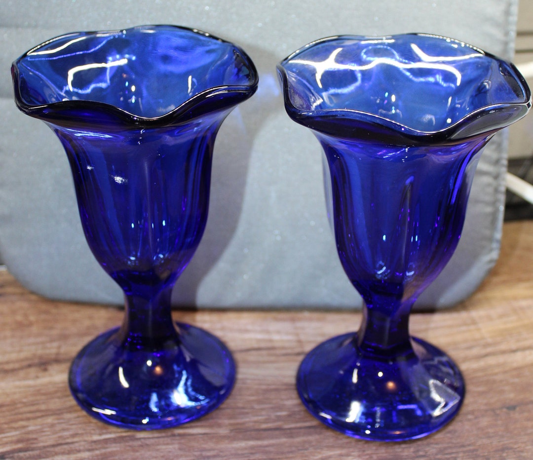 Anchor Hocking Ice Cream Sundae Glasses Set of 2 Cobalt Blue 6 Etsy Canada
