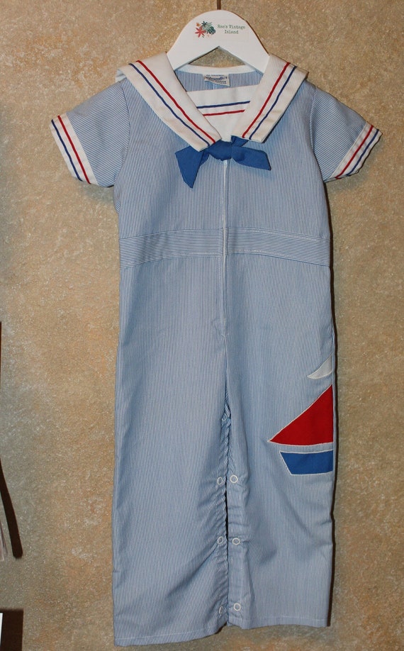 Vintage Baby Boys Nautical Romper 24M