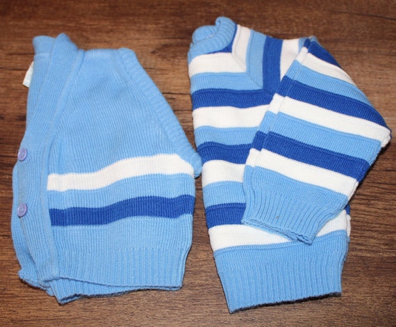 Size 3-6 Months Vintage Croissant Baby Boys Sweater Set Blue Overalls with Dinosaur Applique /& Contrast White Pullover Sweater Top