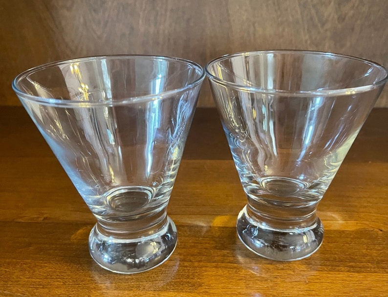 Vintage Stemless Martini Glasses Clear Set of 2 Etsy