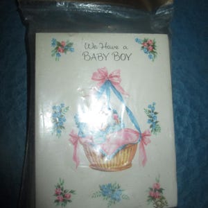 Vintage Package of 12 "We Have A BABY BOY" Birth Announcement Cards & Envelopes