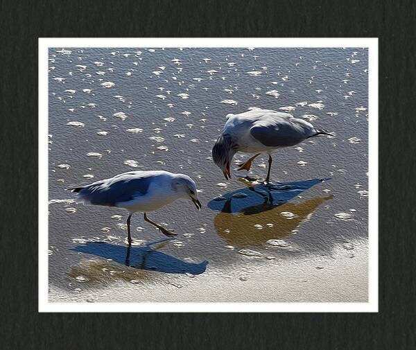 Sandy Beach and Seagulls Wall Art Print called "Sand Dance"