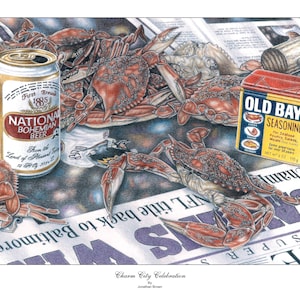 Charm City Celebration -- Ravens Super Bowl / Fine Art Print / Baltimore Sports / Hand-Drawn Wall Art