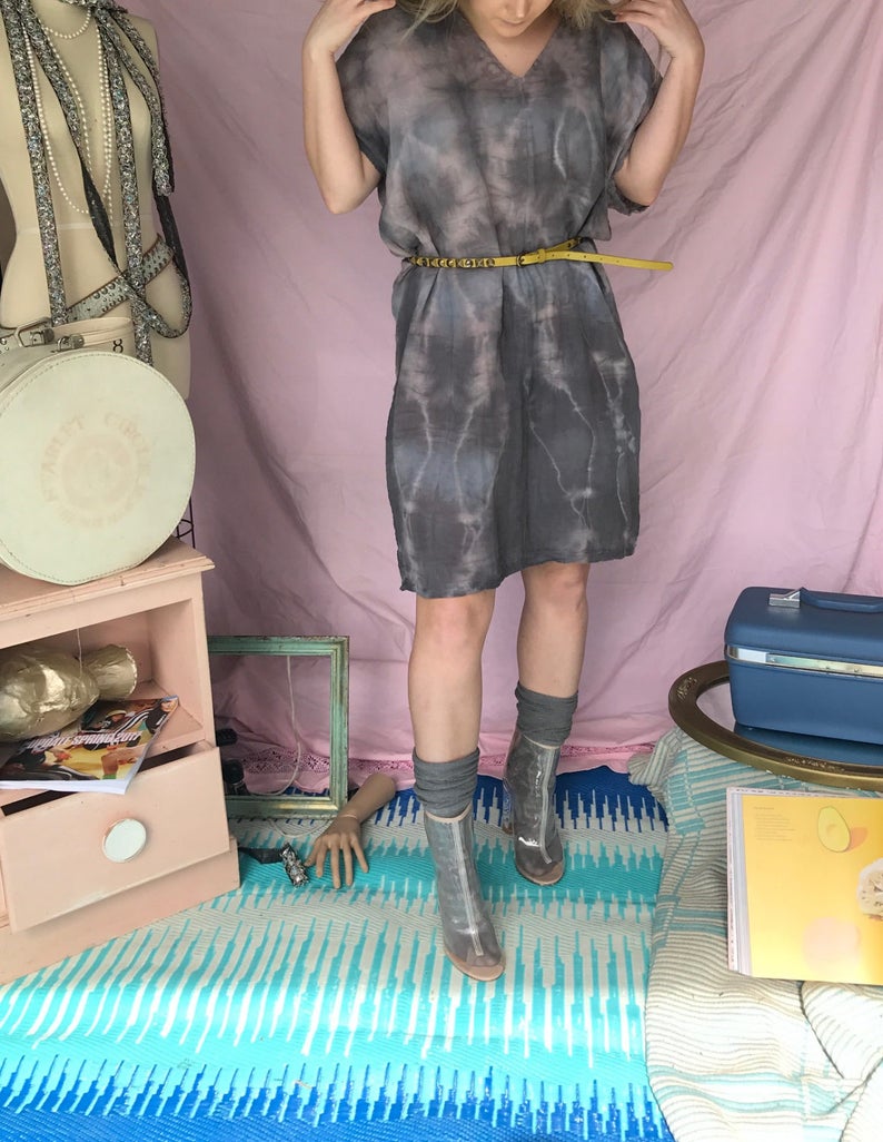 Shift Dress in Lightweight Organic Cotton Gauze Handdyed and Handmade