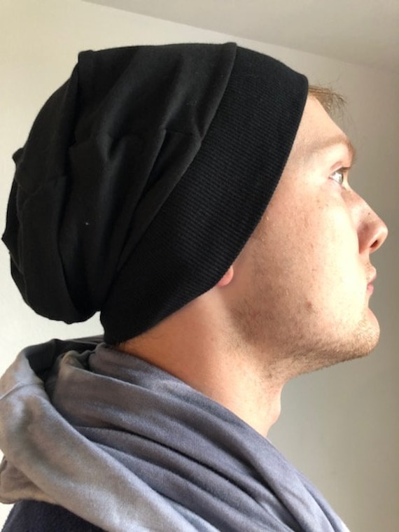 Slouchy Hat Hipster Bamboo Beanie Pleated Bamboo in Black  display picture 3