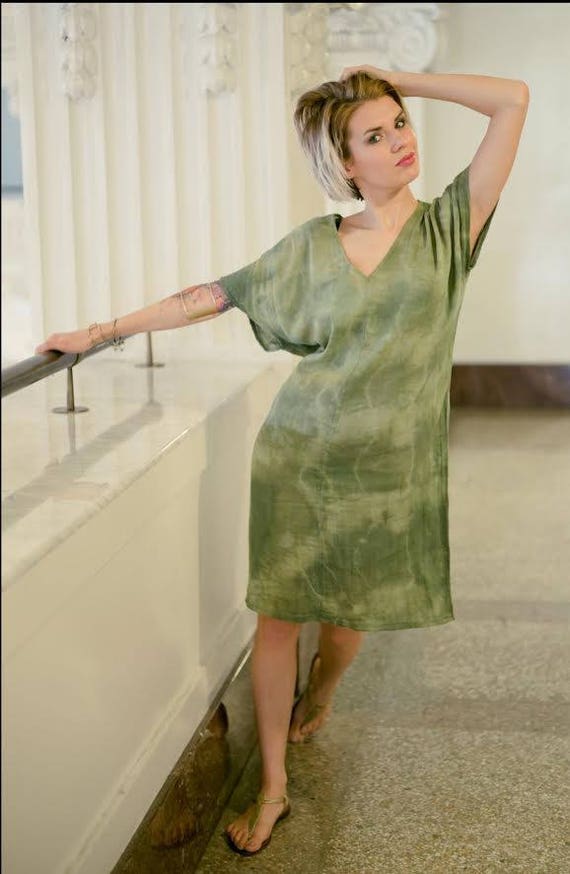 Organic Cotton Shift Dress in moss green. Handdyed & handmade, Mod dress,tie dye, summer dress, Mod Dress beachwear. The perfect coverup Organic Cotton Shift Dress in moss green. Handdyed & handmade, Mod dress,tie dye, summer dress, Mod Dress beachwear. The perfect coverup