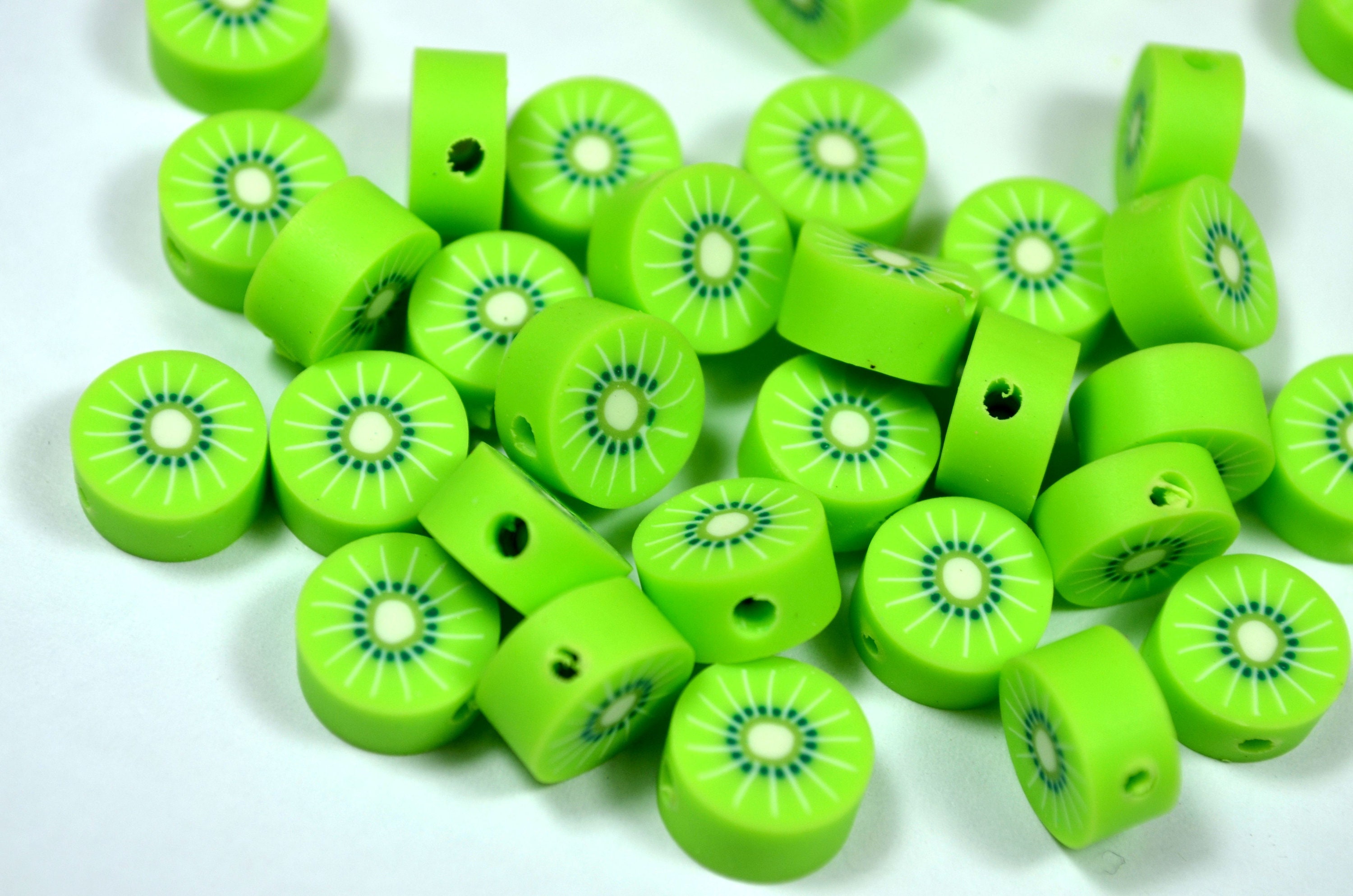 10 x summer polymer kiwi beads 10mm fun craft jewelry Etsy