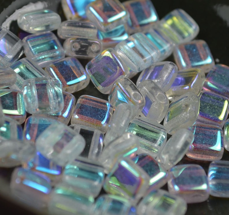 25 pieces Czechmates Tiles 6mm Crystal AB