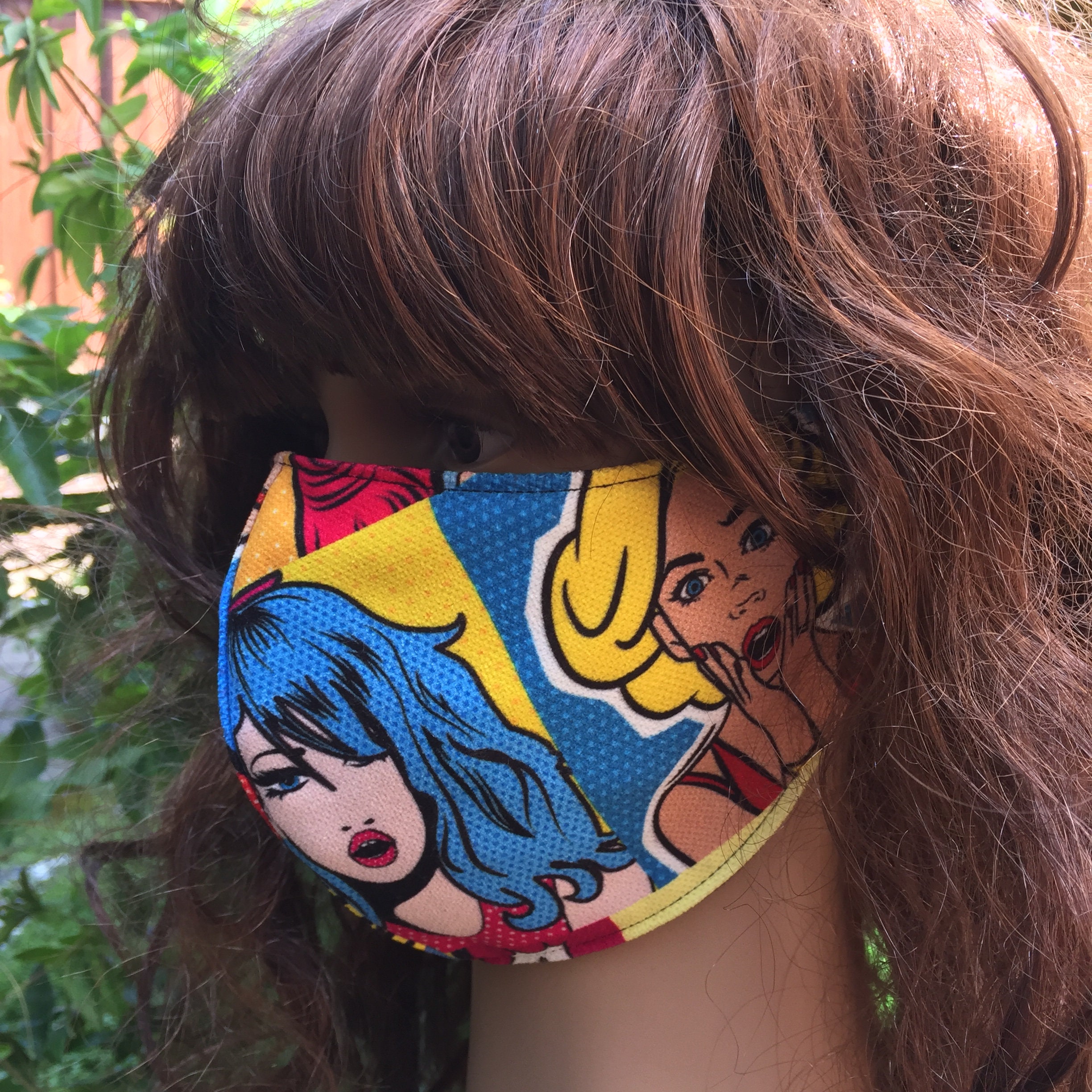 Colorful comic book face mask cool chics face covering cloth Etsy