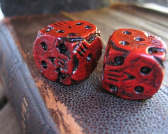 Hand cast red skull dice, oogie boogie nightmare movie dice, D6 collectable gaming dice