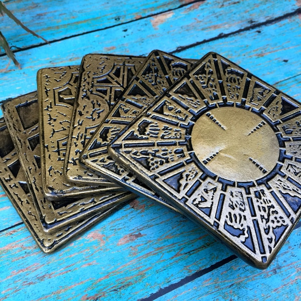 Hand made hellraiser puzzle box coasters set of 6, stone cast hellraiser lament box coasters, house warming gift