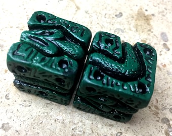 Green Snake Dice, New D6 Snake dice, Hand made stone cast