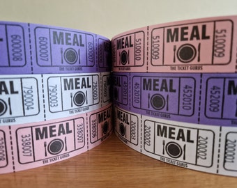 Meal Tickets Tokens Voucher Party Event Celebration Wedding Favour Party Dinner Food, Carnival Vintage Fair, Concert in Batches of 50 or 100