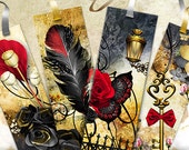 PRINT BOOKMARKS Digital Collage Sheet, 4 Thematic Printable Digital Bookmarks “The Secret Garden” – Digital Scrapbooking, Instant Download