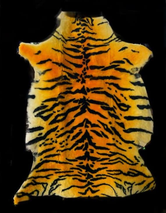 Tiger stenciled sheep skin