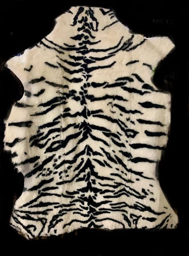 Zebra stenciled sheep skin image 1