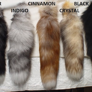 Choice of Fox Tail Key chain 18-20&quot; Silver, Indigo, Cinnamon, Amber, Crystal, Black