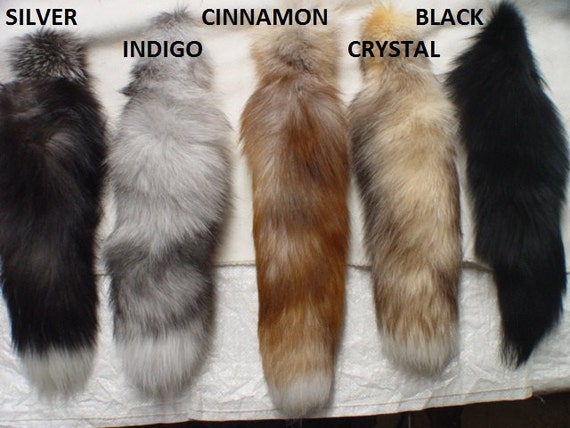 Choice of Fox Tail Key chain 18-20" Silver, Indigo, Cinnamon, Amber, Crystal, Black