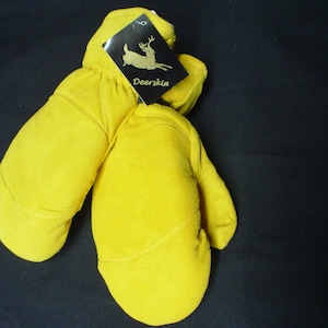 Gen Deerskin Chopper Mittens Gold Butter Soft Suede Removable Liner #550 Gloves