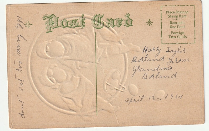 Vintage Postcard Children Easter Eggs Embossed Unused
