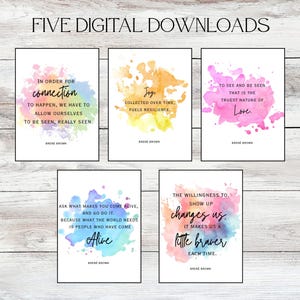 Brene Brown Quotes, Instant Download Prints, Brene Brown Art, Therapist Office Decor, Inspirational Quotes, Wall Art, Brene Brown Quote Set