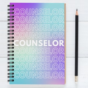 Counselor Notebook Gift for Her,  Counseling Gift, Counseling Journal Present, Therapist Gift,  Counseling Office, Counselor Notebook, ombre