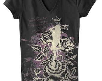 Budding Rose Fitted Graphic T-Shirt