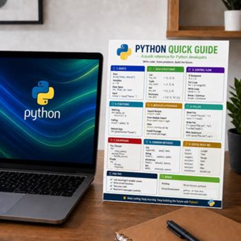 Python Quick Guide for Beginners | Coding Basics Cheat Sheet | Python Reference PDF image 2