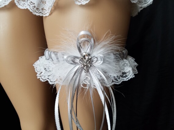 Handmade Purple and Black Satin Wedding or Prom GARTER Belt Rhinestone Pendant