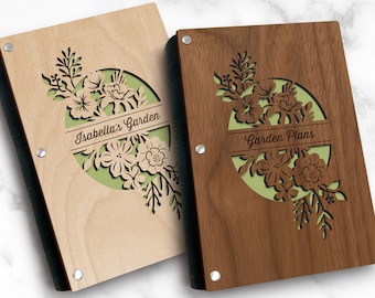 Garden Planner, Personalized Wood Gardening or Landscaping Journal for Garden Organizing, Layout Planning, Harvesting, Tracking Expenses