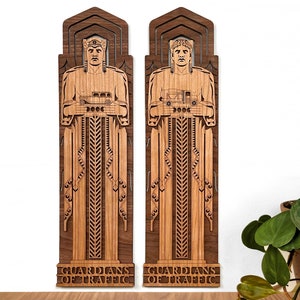 Art mural Guardians, statues « Guardians of Traffic » de Cleveland du pont commémoratif de Cleveland Hope, en bois découpé au laser