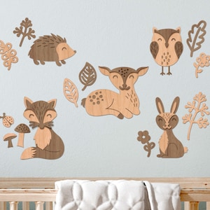 Woodland Animals Wall Decor - Nursery Wall Decor - Kid&#39;s Room Wall Decor - Herten, Vos, Bunny, Uil, Hedgehog Wood Animals