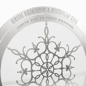 3D Metal Snowflake Wedding Invitation: Silver, Gold, or Rose Gold Metal Invitation Doubles as an Ornament that Guests Keep image 7