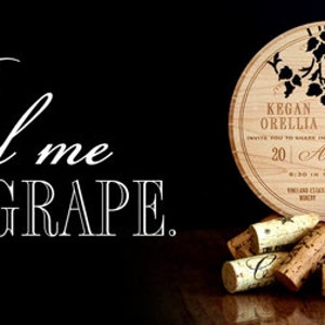 Wood Wedding Invitation of Wine Barrel Top: Sample of Rustic, Laser Cut Wood Invitation Featuring Grape Vines Made from Thick Wood Planks image 5