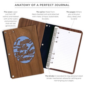 Gift for man, teen, college student, coworker or colleague. Personalized I Gotta Write that Shit Down funny quote laser cut maple wood cover journal notebook with inspirational quote and lined paper pages