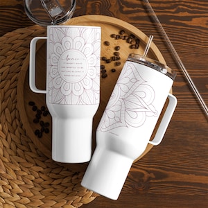 Caneca de viagem com citação inspiradora de "Seja corajoso", garrafa térmica com copo, presente para melhoras, pacote de cuidados para quimioterapia, rosa, 40 oz