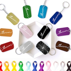 Llavero Thriver, regalo para sobrevivientes de cáncer, para sobrevivientes de cáncer de mama, leucemia, sarcoma, cáncer de ovario, cáncer de colon, cáncer infantil
