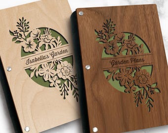Garden Planner, Personalized Wood Gardening or Landscaping Journal for Garden Organizing, Layout Planning, Harvesting, Tracking Expenses
