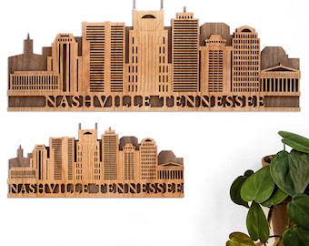 Nashville Skyline Wall Decor, City of Nashville Tennessee Wood Wall Art for Bar, Man Cave, Board Game Room, Work from Home Office Decor