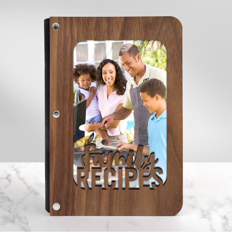 Wood family recipe book with photo sleeve